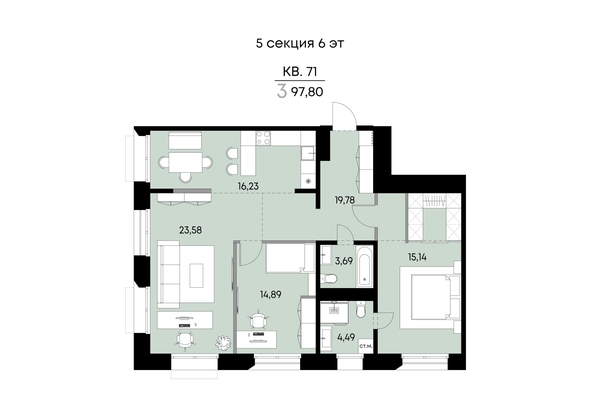 
  Продается 3-комн. квартира 97.8 м², в ЖК ВЕКТОР премиум-квартал, дом 2. Фото 1.