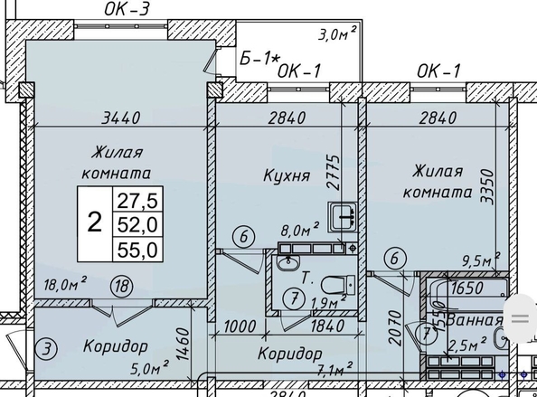 
  Продается 2-комн. квартира 55 м². Фото 11.