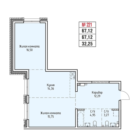 
  Продается 2-комн. квартира 67.12 м², в ЖК Стрижи Сити, блок-секции 6,7. Фото 2.