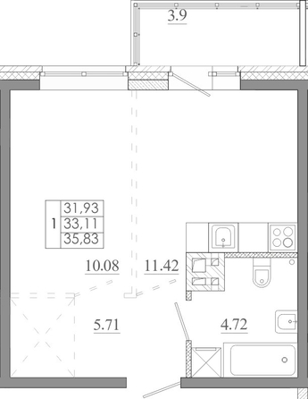 
  Продается 1-комн. квартира 35.83 м², в ЖК Мега, дом 7. Фото 1.