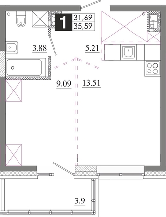 
  Продается 1-комн. квартира 35.59 м², в ЖК Первый Ленинский квартал, Дом 6. Фото 1.