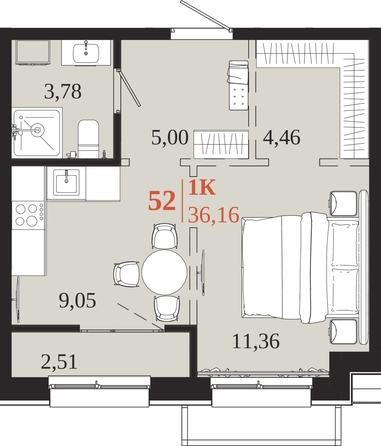 
  Продается 1-комн. квартира 36.16 м², в ЖК 1661. Фото 1.