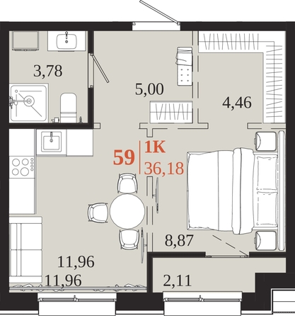
  Продается 1-комн. квартира 36.18 м², в ЖК 1661. Фото 1.