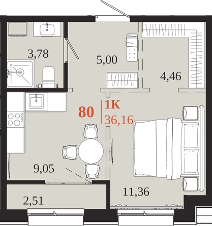 
  Продается 1-комн. квартира 36.16 м², в ЖК 1661. Фото 1.