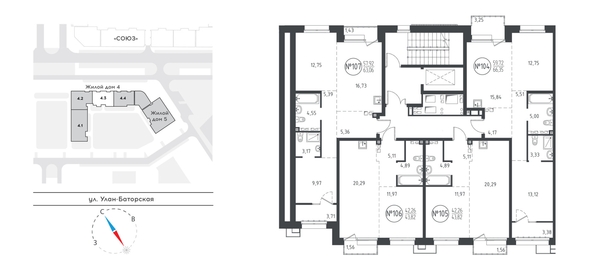 
  Продается 1-комн. квартира 43.59 м², в ЖК СОЮЗ Приорити, дом 4. Фото 1.