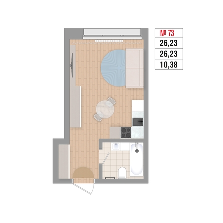
  Продается 1-комн. квартира 26.23 м², в ЖК Стрижи Сити, блок-секции 6,7. Фото 2.