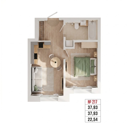 
  Продается 2-комн. квартира 37.93 м², в ЖК Стрижи Сити, блок-секции 6,7. Фото 1.