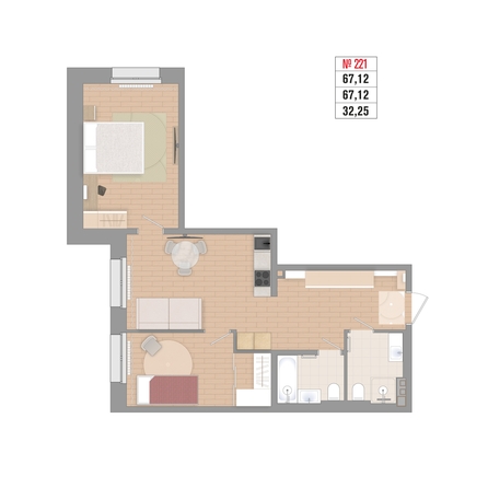 
  Продается 2-комн. квартира 67.12 м², в ЖК Стрижи Сити, блок-секции 6,7. Фото 3.