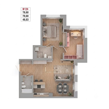 
  Продается 3-комн. квартира 79.68 м², в ЖК Стрижи Сити, блок-секции 6,7. Фото 2.