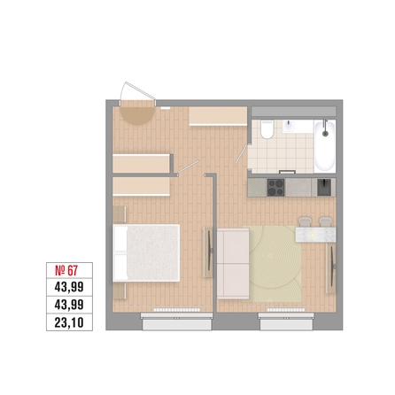 
  Продается 2-комн. квартира 43.99 м², в ЖК Стрижи Сити, блок-секции 6,7. Фото 4.