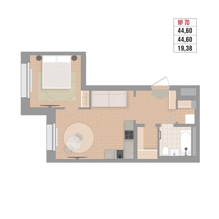 
  Продается 2-комн. квартира 44.6 м², в ЖК Стрижи Сити, блок-секции 6,7. Фото 2.