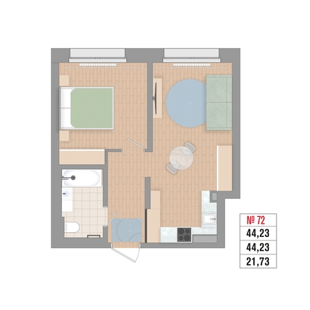 
  Продается 2-комн. квартира 41 м², в ЖК Стрижи Сити, блок-секции 6,7. Фото 5.