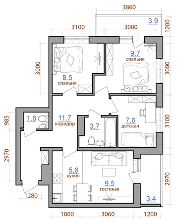 
  Продается 4-комн. квартира 64.7 м². Фото 1.