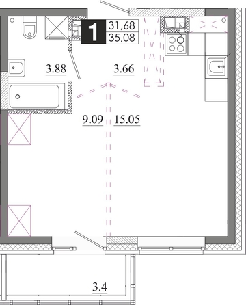 
  Продается 1-комн. квартира 35.08 м², в ЖК Первый Ленинский квартал, дом 7. Фото 1.