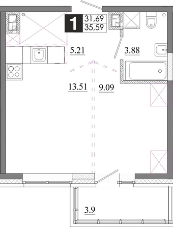 
  Продается 1-комн. квартира 35.59 м², в ЖК Первый Ленинский квартал, Дом 6. Фото 1.