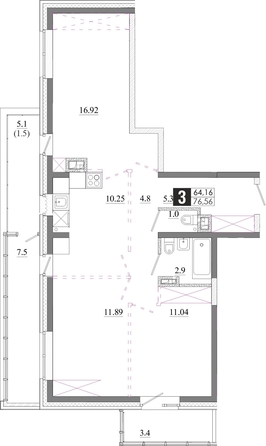 
  Продается 3-комн. квартира 76.56 м², в ЖК Первый Ленинский квартал, Дом 6. Фото 1.