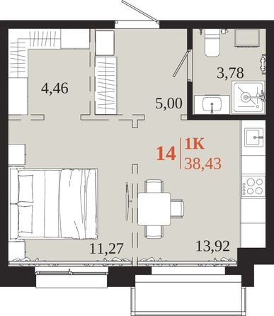 
  Продается 1-комн. квартира 38.43 м², в ЖК 1661. Фото 1.