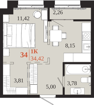 
  Продается 1-комн. квартира 34.42 м², в ЖК 1661. Фото 1.