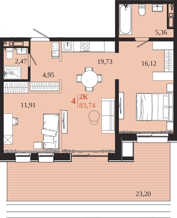 
  Продается 2-комн. квартира 83.74 м², в ЖК 1661. Фото 1.