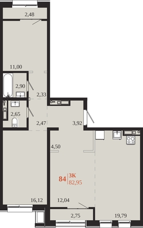 
  Продается 3-комн. квартира 82.95 м², в ЖК 1661. Фото 1.