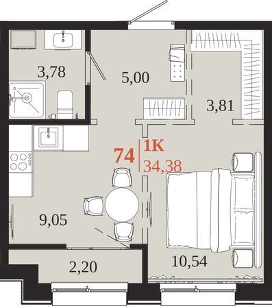 
  Продается 1-комн. квартира 34.38 м², в ЖК 1661. Фото 1.