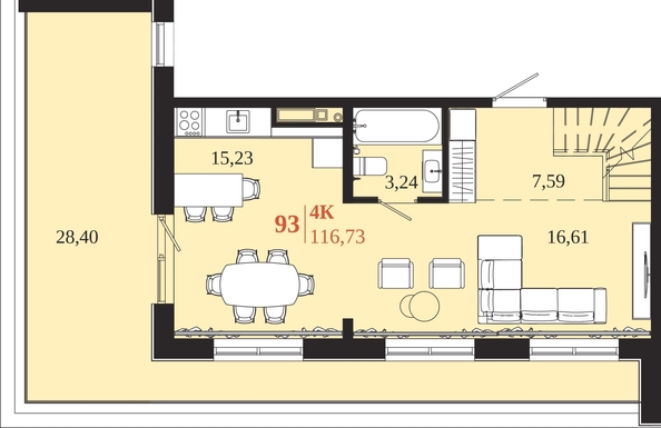 
  Продается 4-комн. квартира 116.73 м², в ЖК 1661. Фото 1.