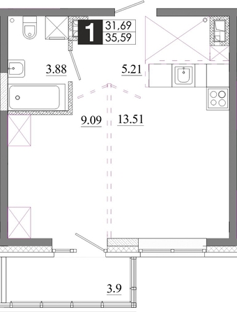 
  Продается 1-комн. квартира 35.59 м², в ЖК Первый Ленинский квартал, Дом 6. Фото 1.