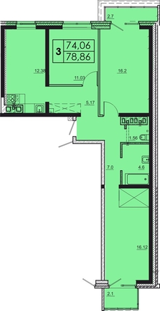 
  Продается 3-комн. квартира 79.46 м², в ЖК Мега, дом 4. Фото 1.