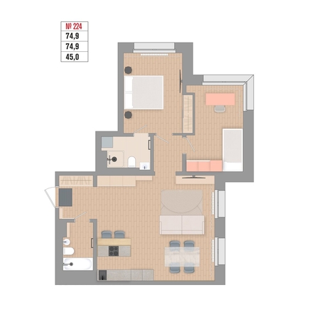 
  Продается 3-комн. квартира 74.9 м², в ЖК Стрижи Сити, блок-секции 6,7. Фото 4.