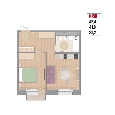 
  Продается 2-комн. квартира 42.4 м², в ЖК Стрижи Сити, блок-секции 6,7. Фото 2.