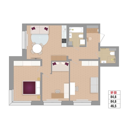 
  Продается 3-комн. квартира 84.6 м², в ЖК Стрижи Сити, блок-секции 6,7. Фото 1.
