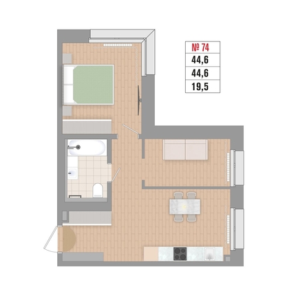 
  Продается 2-комн. квартира 44.6 м², в ЖК Стрижи Сити, блок-секции 6,7. Фото 2.