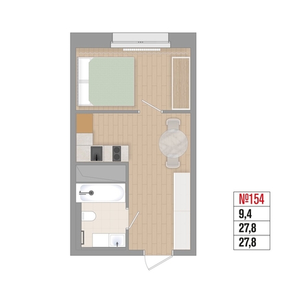 
  Продается 1-комн. квартира 27.8 м², в ЖК Квартал Стрижи, 3 очередь, дом 1. Фото 2.