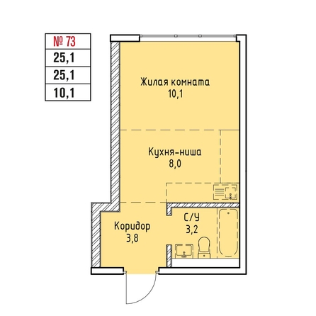 
  Продается 1-комн. квартира 25.1 м², в ЖК Стрижи Сити, блок-секции 6,7. Фото 1.