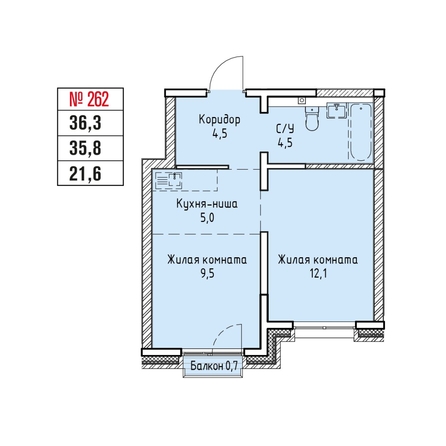 
  Продается 2-комн. квартира 36.3 м², в ЖК Стрижи Сити, блок-секции 6,7. Фото 1.