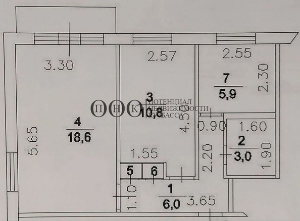 
   Продам 2-комнатную, 45.1 м², Калинина ул, 7

. Фото 11.