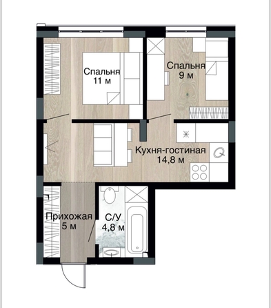 
   Продам 1-комнатную, 46.4 м², Южный, дом Ю-17

. Фото 9.