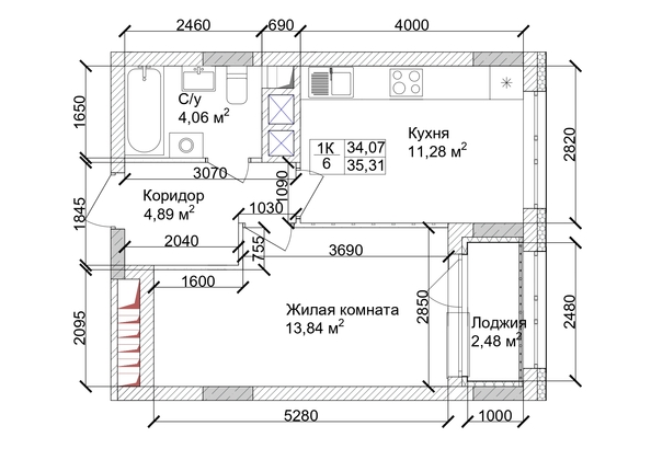 
   Продам 1-комнатную, 36.07 м², 7 высот, дом 9

. Фото 1.