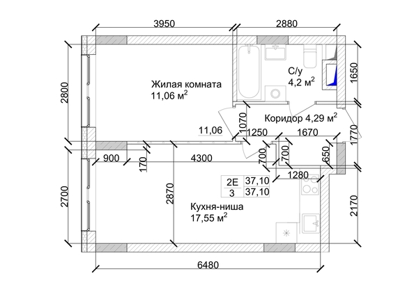 
   Продам 2-комнатную, 38.13 м², 7 высот, дом 9

. Фото 1.