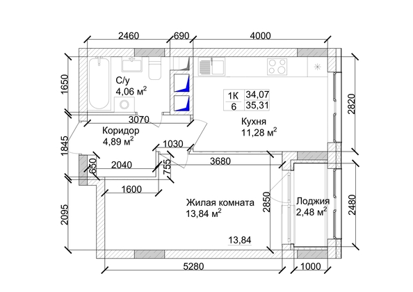 
   Продам 1-комнатную, 36.07 м², 7 высот, дом 9

. Фото 1.