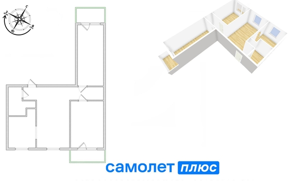 
   Продам 3-комнатную, 55.2 м², Ленинградский пр-кт, 45Б

. Фото 7.