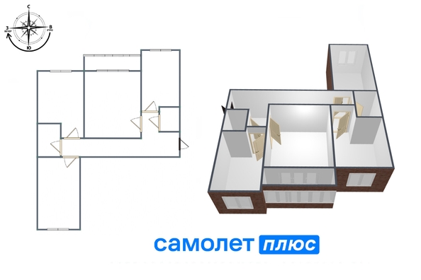 
   Продам 3-комнатную, 66.9 м², Советская ул, 1А

. Фото 2.