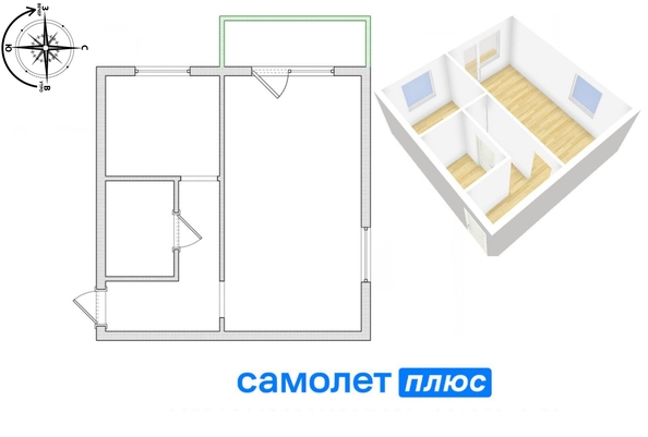 
   Продам 1-комнатную, 30.7 м², Ленина пр-кт, 39а

. Фото 2.