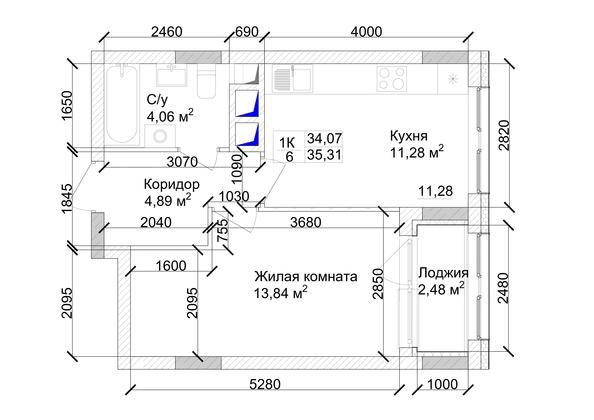 
   Продам 1-комнатную, 36.07 м², 7 высот, дом 9

. Фото 2.