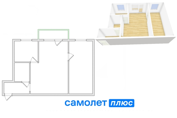 
  Продается 2-комн. квартира, 45.5 м², Шахтеров пр-кт, д. 43
. Фото 2.