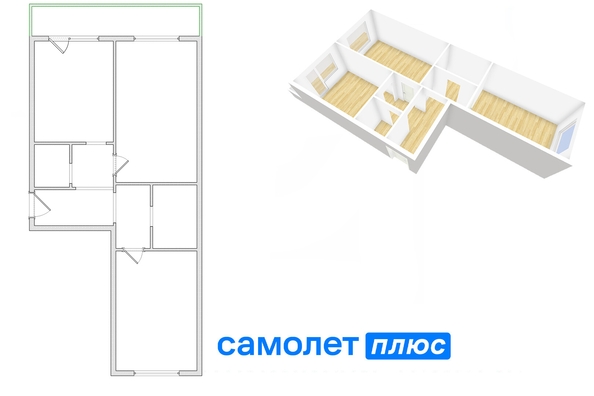 
   Продам 2-комнатную, 63.6 м², Заречная 2-я ул, 9

. Фото 2.