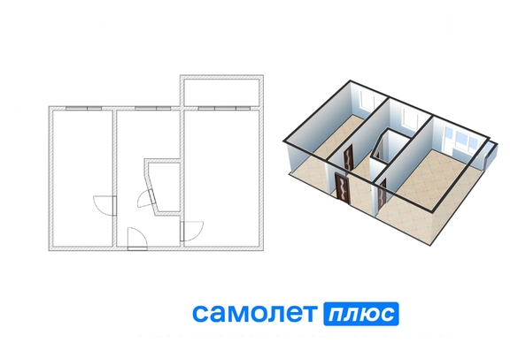 
   Продам 2-комнатную, 44.6 м², Спортивная ул, 16А

. Фото 1.