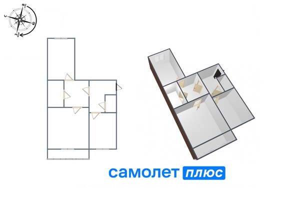 
   Продам 3-комнатную, 62.4 м², Шахтеров пр-кт, 119А

. Фото 2.