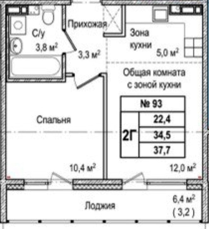 
   Продам 1-комнатную, 37.7 м², Кузнецкий, дом 9

. Фото 3.