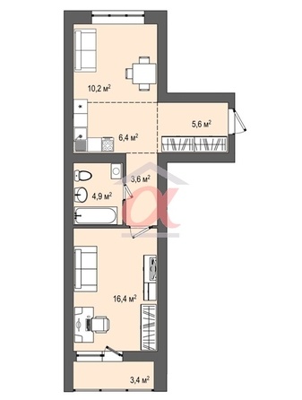 
   Продам 2-комнатную, 50 м², Космическая ул, 2 Б

. Фото 9.